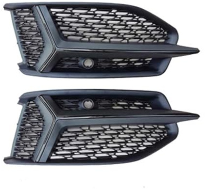 A6 C8 Honeycomb Front Sport Nebelscheinwerfer Abdeckung Nebelscheinwerfer Grill kompatibel for Audi A6 Standard Stoßstange 2019–2021 Auto-Styling-Zubehör(Black)