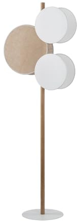 Licht-Erlebnisse Stehlampe Skandinavisch Stoff Holz Kiefer Weiß 3-flammig Wohnlich Blendarm Praktisch Dekoration E27 150 cm Stehleuchte Wohnzimmer