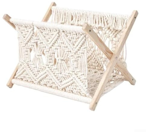 Homeponnew Porte-revues en bois et corde de coton avec design pliable pour l'organisation, parfait pour le dortoir ou