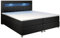 Juskys Boxspringbett Montana 140x200 cm schwarz - Komplett Set mit Matratze und Topper - LED-Licht im Kopfteil - Bett aus Kunstleder und Holz - modern