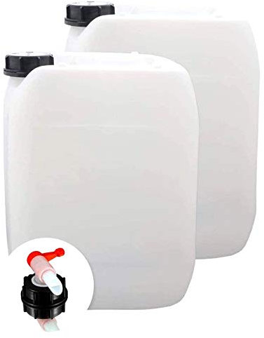 S-Pro - Bidon Eau Potable et liquides 2X 10l - Réservoir d'eau avec Robinet et Bouchon à vis DIN51 - Jerrican Eau Potable de qualité Alimentaire & sans BPA pour l'intérieur & l'extérieur - Non rempli