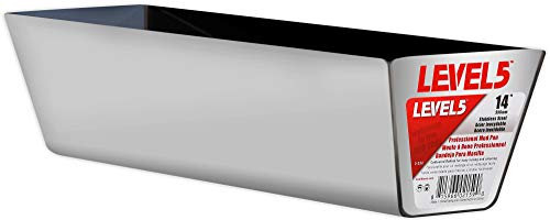 Bandeja de barro de acero inoxidable de 35,5 cm + base ergonómica contorneada – LEVEL5 | Pro-Grade | Bandeja de herramientas para mampostería de yeso | 5-334