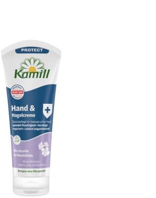Kamill Hand- & Nagelcreme PROTECT 100ml - beruhigt, spendet Feuchtigkeit & schützt langanhaltend mit Mandelblüten & Panthenol, ohne Parabene, Mikroplastik & tierische Inhaltsstoffen