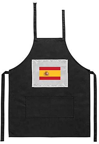 Mygoodprice - Delantal negro de cocina, diseño de la bandera española