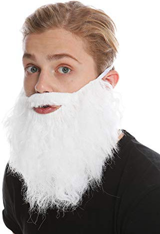 WIG ME UP - 9537B-P60 Bart Vollbart Weiß Karneval Halloween Hipster Räuber Bandit Prophet Moses Gott
