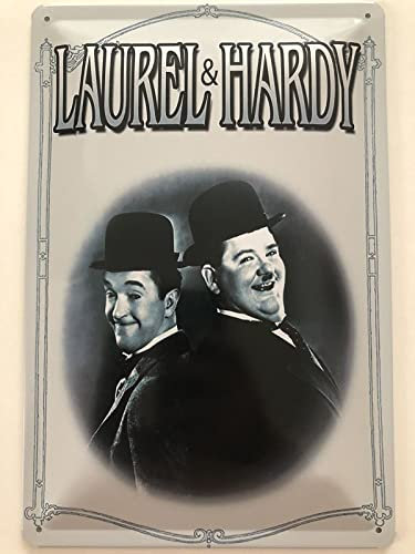 Blechschild 20x30cm gewölbt Laurel & Hardy Dick & Doof Lachen Deko Geschenk Schild