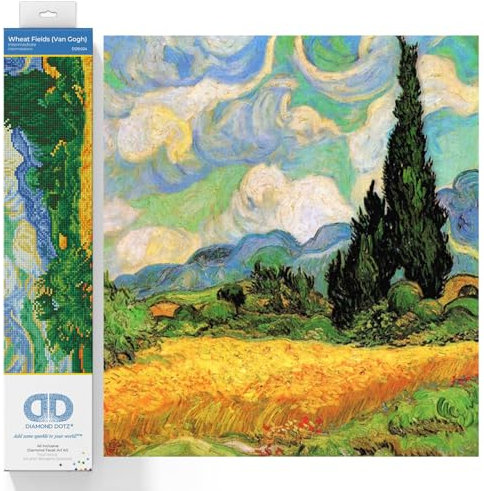 Diamond Dotz DD9-024 Weizenfeld (Van Gogh), ca. 51 x 39 cm groß, Diamond Painting, Malen mit Diamanten, funkelndes Bild zum Selbstgestalten, für Kinder und Erwachsene, bunt