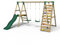 Rebo® Wooden Swing Set with Deck and Slide plus Up and Over Climbing Wall - Jade Green | Children Garden Slide and Swing | OutdoorToys | Kids Garden Furniture | Sturdy Construction
