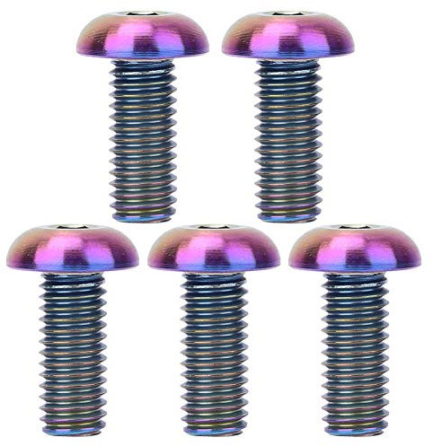 VBESTLIFE 5PCS/ Pack M5x12 Bicycle Water Bottle Cage M5x10 Disc Brake Screws Titanium Alloy Bicycle Screws Set(M5x12 Colorful)
