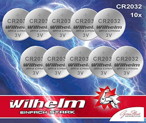 Wilhelm - Pila a bottone al litio, 10 x CR 2032 3V CR2032 DL2032
