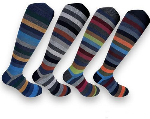 SET DA 4 PAIA DI CALZE UOMO LUNGHE CALDO COTONE COLORATE TENDENZA POIS FANTASIA FASHION MADE IN ITALY (Set desideri del cuore)