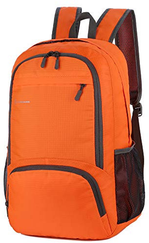 30L Backpack Foldable Waterproof Backpack High Capacity Ultralight Rucksack Sturdy Durable Daypack for Hiking Daypack Packable Camping Travel Outdoor Sport Knapsack for Men Women (orange1)