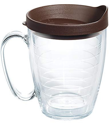 Tervis Gobelet isotherme en plastique transparent et coloré avec couvercle marron 473 ml