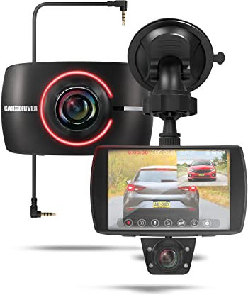 Car and Driver 1080p Full HD Dual View Dash Cam | Front, Rear-View Camera Combo with Sony IMX Sensor, High Dynamic, Range, ADAS Alerts, Night Vision | Blindspot Camera with 150 Degree Angle Lens