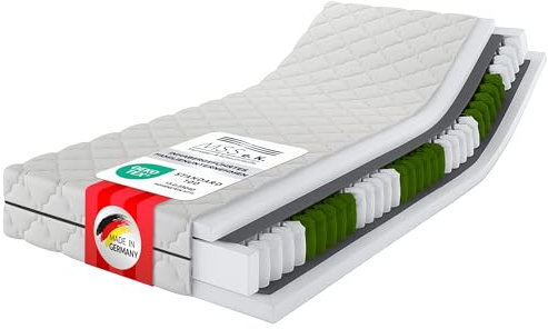 MSS e.K. Tonnentaschenfederkernmatratze Medic Plus | 200x220 cm | Härtegrad H5 | ergonomische 7 Zonen Matratze | Höhe ca. 21 cm| Oeko-Tex Zertifiziert | Made in Germany