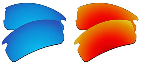 EZReplace Verres de rechange pour lunettes de soleil Oakley Flak 2.0 OO9295 (verres polarisés), Bleu glace + rouge feu, Talla única