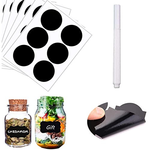 Kreidetafel-Etiketten, 120 Etiketten, Kreideetiketten mit radierbarem Kreidestift, abnehmbar, wasserdicht, Tafelaufkleber für Gläser, Speisekammer-Etiketten, Kreidetafel-Aufkleber