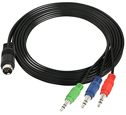 GINTOOYUN 9-poliges Mini-DIN-Kabel Mini-DIN 9-polig auf 3 x DC 3,5 mm rotes, grünes und blaues Audiokabel für Audioempfänger, Audiogeräte, Monitore usw. (70 Zoll)