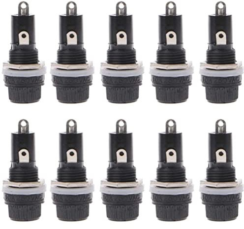 WANGCL 10Pcs 10A 250V Portafusibili Montaggio a Pannello 5 x 20mm Portafusibili Coperchio a Vite per Apparecchiature Elettriche e Moto
