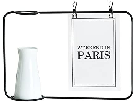 ARFUKA Bilderrahmen Metall Fotorahmen Tisch Foto Rahmen mit Klammern und Vase 25 * 17cm für Home & Office Dekoration (Schwarz)