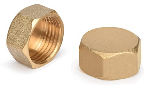Oumuik Messing Kappe 1/2 Zoll Innengewinde, Fittings, Blindstopfen, Rohrstopfen, Endkappe für Garten und Außenwasserleitungen