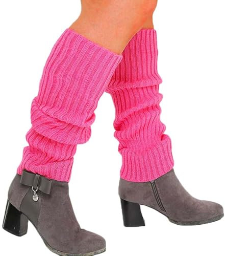 Jerany Gerippte Beinstulpen, einfarbig, gestrickte Socken, Yoga, Beinabdeckung, Beinstulpen für Damen und Mädchen (ein Paar), Rosenrot, Einheitsgröße