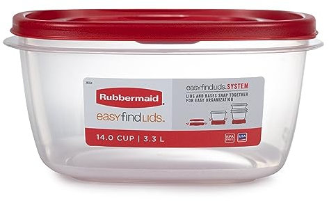 Rubbermaid Easy Find Lids Frischhaltedosen, 14 Tassen, Rot, 2 Stück
