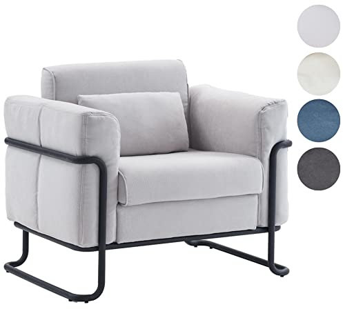 Mingone Sessel Sofa Couch Modern Design TV Sessel Wohnzimmer Einzelsofa Loungesessel Leinen Relaxsessel 1 Sitzer mit Metallbeinen bis 150kg,Hellgrau
