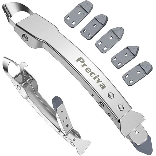 Lisseur Joint Silicone, Preciva 4 en 1 Enlever Joint Silicone avec TêTe en Acier Inoxydable, Grattoir Joint Carrelage Trousse Outil Parfait Raclette Joint Silicone pour Salle de Bains/Cuisine