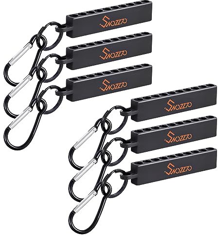 Swozzto 6PCS Black 10-Hole Screwdriver Bit Holder with Carabiner,1/4 Hex Drill Storage Organizer,for All 1/4 Hex Shank Bit & Drill Storage Case