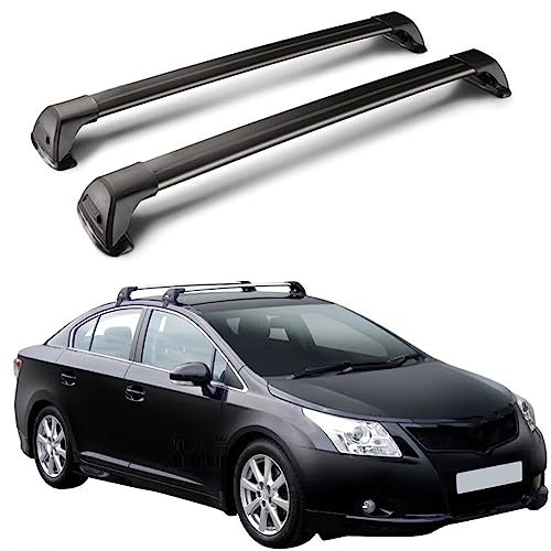 HYGGLY 2 Stück Auto Dachträger für Toyota Avensis Estate T27 2009-2019, Top Crossbar Aluminiumlegierung Dachgepäckträger Querträger Dachgepäckablage Relingträger Zubehör,Black/a