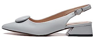 Rio Fiore Scarpe con Tacco, Décolleté, Grigio-Blu, 3cm Tacco Largo, Slingback, Similpelle, Cinturino sul Retro, Scarpe comode con Tacco Basso, ML682-0716-22 (Blue, 38 EU)