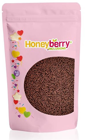 HONEYBERRY INCLUSIONS Cocoa Sugar Strands Sprinkles 200g - Premium Edible Vermicelli Chocolate Style Sprinkles for Baking, Cupcake and Cake Decorations, Ice Cream, Dessert and Icing Decoration Toppers
