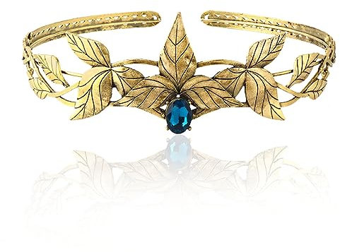 Kopfschmuck aus Legierung, Blattkristall, griechische Göttin, Stirnschmuck, verstellbares Haarband, Elfenkrone, für Abschlussball, Geburtstag, Party, Valentinstag, Kostüm, Legierung, Strasssteine