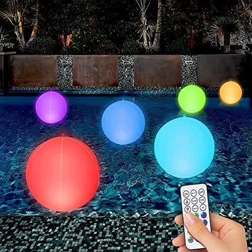 HENGBIRD Wasserball Aufblasbar LED, 16''13 Farbe RGB LED Glow Ball, Wasserbällel Poolspielzeuge, lichtkugel, leuchtender ball, led kugelleuchte, kugellampen für außen, Schwimmende Poolbeleuchtung