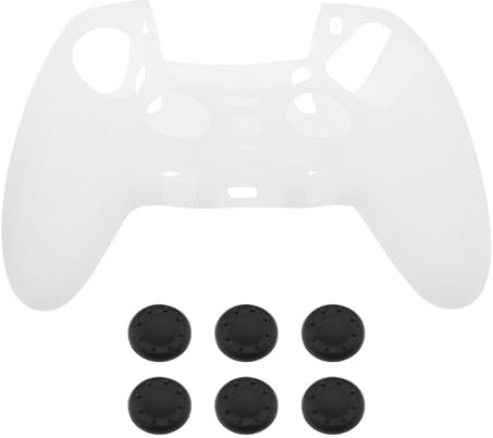 VGOL Anti-Rutsch Schutzhülle Silikon-Schutzhülle mit 6 Wireless-Controller Stick Kappen weicher Gummischutz kompatibel mit PS5 Edge Wireless Controller, Weiß