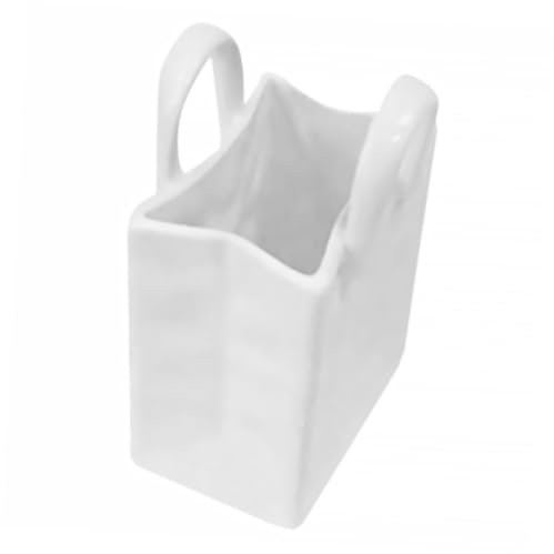 AOKWAWALIY Handtasche Tasche Vase Stiftbehälter Tragetaschenvase Einkaufstaschenvase Geldbörse Blumenvase Bürstentopf Handtasche Vase Geldbörsenvase Büro Modisch Kleiner Tisch Weiß Keramik