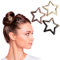Traziewell Snap Haarspangen Damen Braun Haarklammern Klein Braun Klein Haarspange 3 Stück Haarspangen mit Druckknöpfen Star Hair Clips Stern Rutschfeste Haarnadeln Metall für Mädchen Frauen 0523
