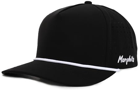 Performance Hydro UPF 50 Baseball Hat | Golf | Pickleball | Running | Hiking | Gym | Trucker | Mesh | One Size Rope Cap, Black, 7 1/4-7 3/4