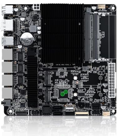 MNBOXCONET NAS Motherboard J4125 Processor Low Power, 8GB RAM 256GB SSD, UHD Graphics, Firewall Mini-ITX NAS Board, 4 x i226V 2.5GbE LAN, Dual M.2 2280 NVMe Slot, USB3.0