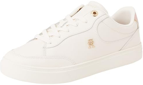 Tommy Hilfiger Essential Chic Court Sneaker Fw0Fw08322 Zapatillas Bajas para Mujer, Blanco (Ancient White), 39 EU