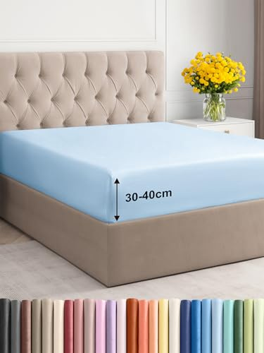 Lenzuolo con Angoli 180x200 - Microfibra Tasca 40cm (16) - Azzurro chiaro
