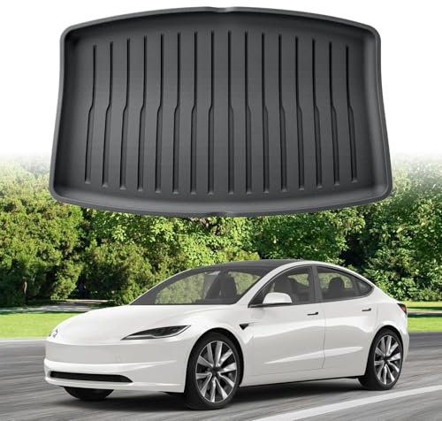 ECOZEN Kofferraummatte für Tesla Model 3 2024-2026 TPE Allwetter Untere Kofferraumwanne Original 3D-Scan, wasserdicht verschleißfest, Auto Schutzmatte mit hohem Rand, Model 3 Trunk Mat 2024-2026