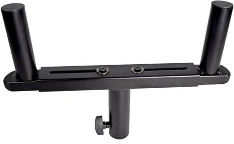 QTX | Adjustable 35mm T-Bar Double Speaker Stand Adapter with 490mm Max Spread and 20kg Load Capacity Per Mount - Durable Steel Construction, Black Finish