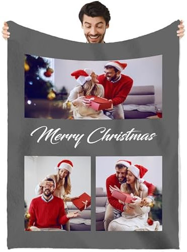 JIOJOG Personalisierte Decken, Kuscheldecken mit Foto Text,Weich Couchdecke Decke Selbst Gestalten Foto,Personalisierte Weihnachts Geschenke für Familie, Beste Freunde