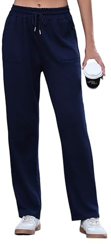 Uniexcosm Jogginghose Damen Lang Trainingshose High Waist Freizeithosen | Baumwolle Sweathose mit Tunnelzug und Seitentaschen Laufhosen Weich | Vielseitige Sporthosen für Sport, Alltag & Loungewear