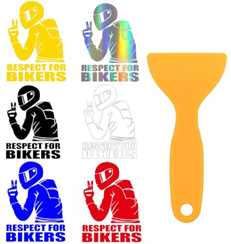 6 Stück Auto Aufkleber Motorrad Aufkleber Wasserfester Reflektierender Aufkleber Respektieren Sie Den Biker Aufkleber Autoaufkleberdekoration Mit Schaber Geeignet für Autos, LKWs, Motorräder, Helme