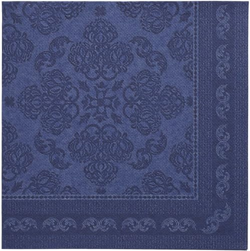 50 Servietten ROYAL Collection 1/4-Falz 40 cm x 40 cm dunkelblau Arabesque