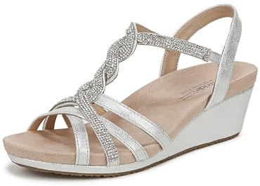 LifeStride Womens Miami Wedge Sandal Silver Metallic 8 M