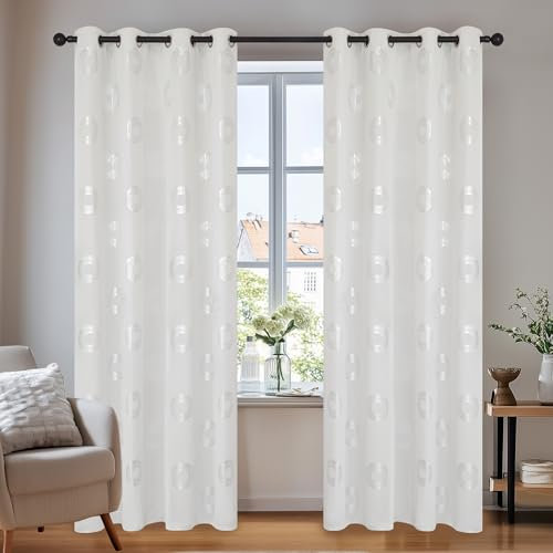 Deconovo Verdunkelungsvorhang Blickdichte Vorhänge Wohnzimmer Gardinen mit Ösen Thermo Vorhang Schlafzimmer Kälteschutz Lichtundurchlässige, 240x140 cm(HöhexBreite), Grau Weiß, 2er Set